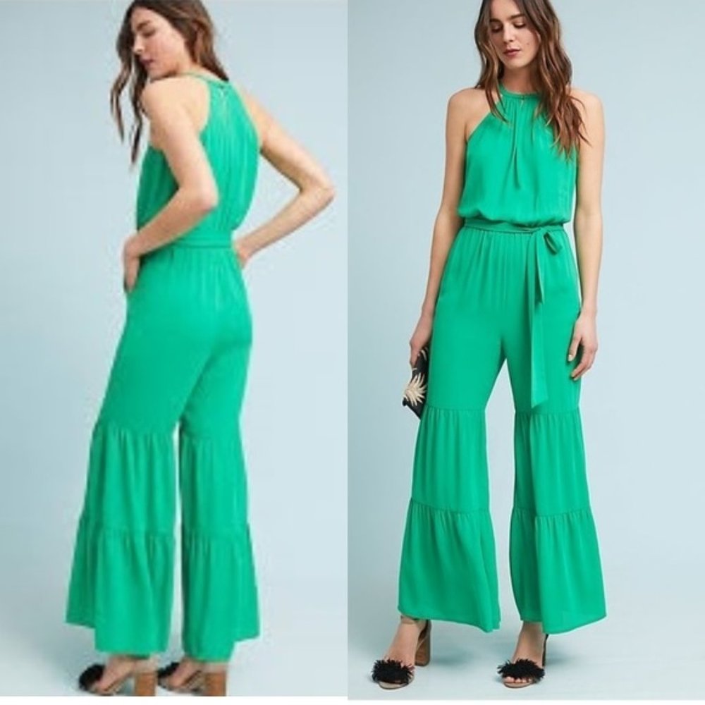 NWT NEW Anthropologie Tiered Wide-Leg Jumpsuit - Picture 1 of 6